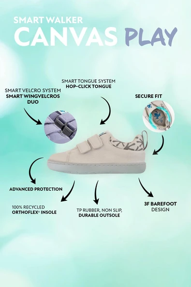 Smart Walker Canvas Play Beyaz Barefoot Çocuk Ayakkabı - Resim 2