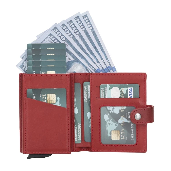 Palermo Deri Cüzdan Kartlık Mekanizmalı V4EF Kırmızı - 4