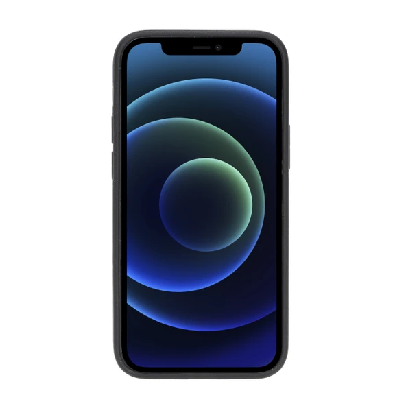 Apple iPhone 12 mini Uyumlu Deri Arka Kapak RST1 Siyah - Resim 2
