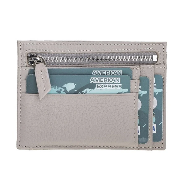 Zip Deri Fermuarlı Kartlık ZPCH ERC3 Bej - 2