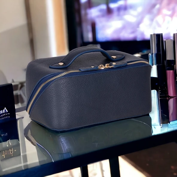 Ella Kadın Seyahat Kozmetik Bakım Makyaj Çantası Organizer Havacı Mavi - Resim 2