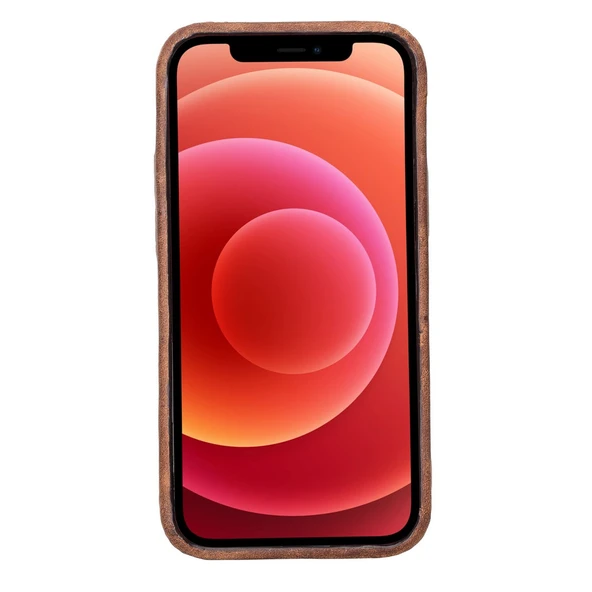 Apple iPhone 12 mini Uyumlu Deri Arka Kapak ROCK G2 Kahve - 2