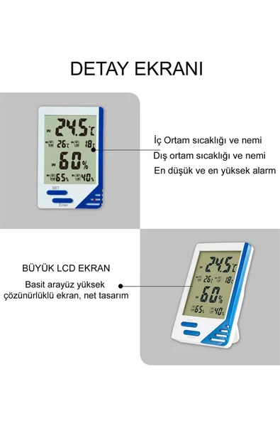 LİFE NET MEDİKAL LİFE NET MEDİKAL Dijital Termometre Isı Ve Nem Ölçer Al-6 - Resim 6