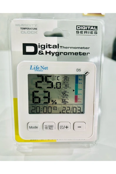 LİFE NET MEDİKAL LİFE NET MEDİKAL Dijital Termometre Isı Ve Nem Ölçer D5 - Resim 3