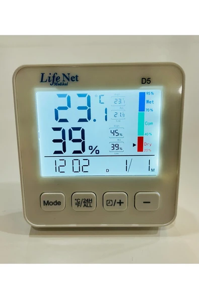 LİFE NET MEDİKAL LİFE NET MEDİKAL Dijital Termometre Isı Ve Nem Ölçer D5 - Resim 6