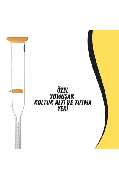 APS APS Koltuk Altı Değneği Yürümeye Yardımcı Çift Koltuk Değneği İthal Alüminyum Hafif Yüksek Kalite - Resim 4