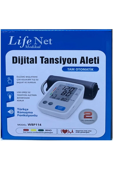 LİFE NET MEDİKAL LİFE NET MEDİKAL Türkçe Konuşan Üst Koldan Dijital Tansiyon Aleti Wbp114 - Resim 6