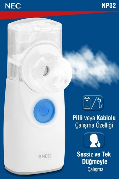 NEC NEC Taşınabilir Mini Mesh Nebulizatör Şarjlı Sessiz Hafif Hava Makinesi - Resim 7