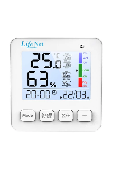 LİFE NET MEDİKAL LİFE NET MEDİKAL Dijital Termometre Isı Ve Nem Ölçer D5 ürün görseli 1