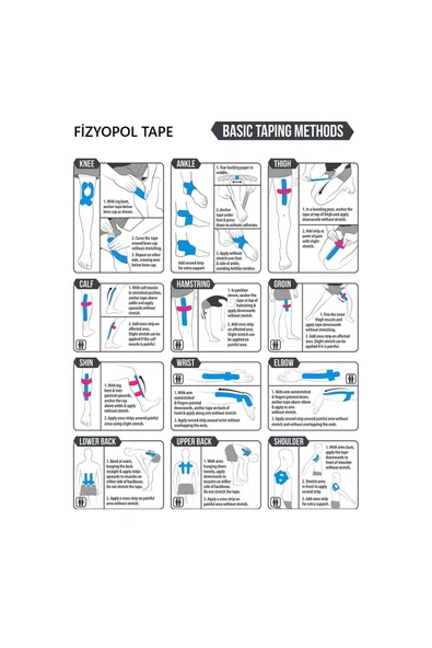 FİZYOPOL FİZYOPOL New Product Kinezyo Tape Band 5 Metre X 5 Cm Mavi Renk Kinesio Sporcu Bandı - Resim 7