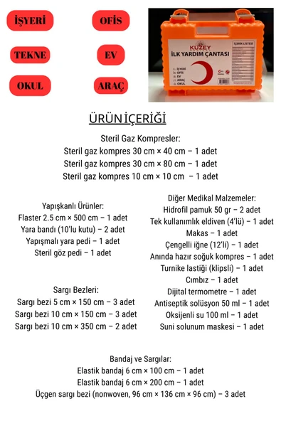 SATİOR SATİOR İlk Yardım Çantası Duvar Tipi | Araç, Ofis, Okul, Trafik, Acil, AFAD, İşyeri İlk Yardım Ekipmanı - 5