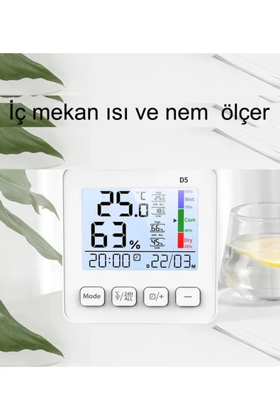 LİFE NET MEDİKAL LİFE NET MEDİKAL Dijital Termometre Isı Ve Nem Ölçer D5 - Resim 7