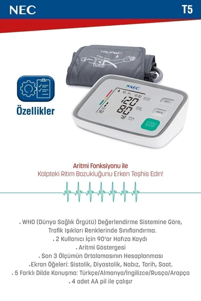 NEC NEC 5 Dil Konuşan Tansiyon Aleti Almanca Ingilizce Rusşa Türkçe Arapça - Resim 4