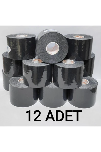 BİATAPE BİATAPE - Siyah Rengi Sporcu Ağrı Bandı 12'li (pakette 12 Adet) Bia Tape Kinesio 5 cm X 5m ürün görseli