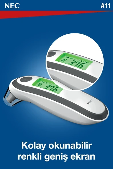 NEC NEC A11 Geniş Ekranlı Kulaktan Ve Alından Dijital Temassız Ateş Ölçer - Resim 3