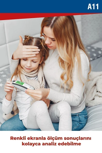 NEC NEC A11 Geniş Ekranlı Kulaktan Ve Alından Dijital Temassız Ateş Ölçer - Resim 4