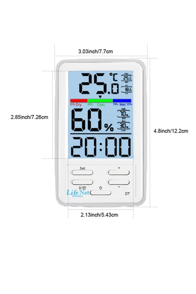 LİFE NET MEDİKAL LİFE NET MEDİKAL Dijital Termometre Isı Nem Ölçer Sıcaklık Iç , Dış Mekan - Resim 5
