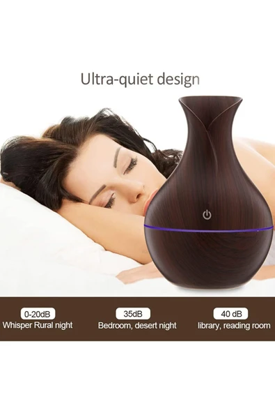 VENİTH AROMATERAPİ VENİTH AROMATERAPİ Mini Ahşap 130 ml Hava Nemlendirici Buhar Makinesi Aromaterapi Koku Yayıcı - Resim 6