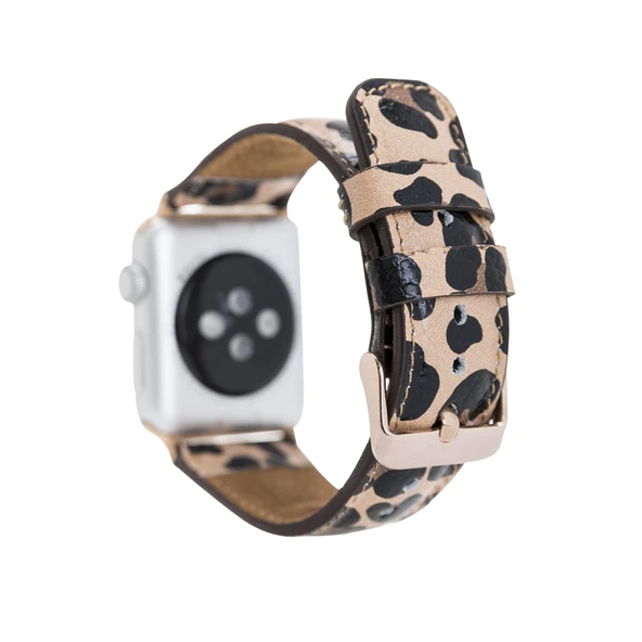 Apple Watch Uyumlu Deri Kordon 42-44-45mm Leopar NE - Resim 2