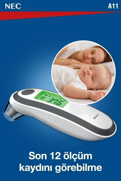NEC NEC A11 Geniş Ekranlı Kulaktan Ve Alından Dijital Temassız Ateş Ölçer - Resim 5