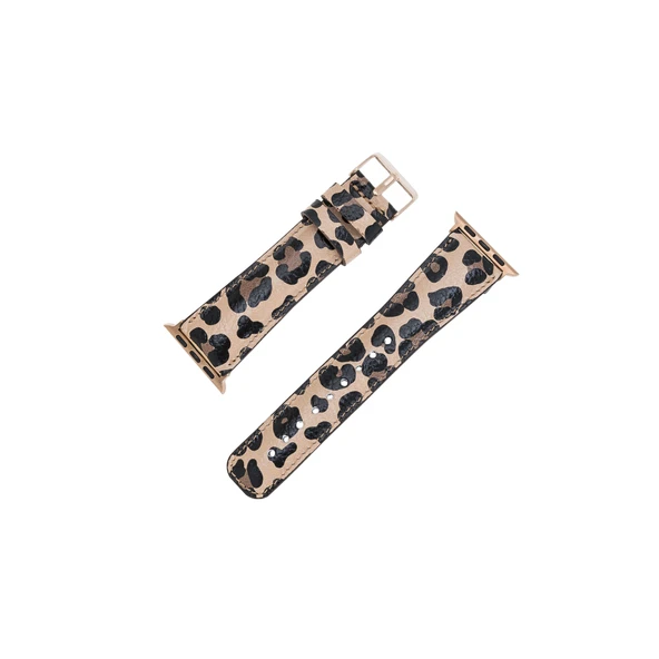 Apple Watch Uyumlu Deri Kordon 42-44-45mm Leopar NE - Resim 4