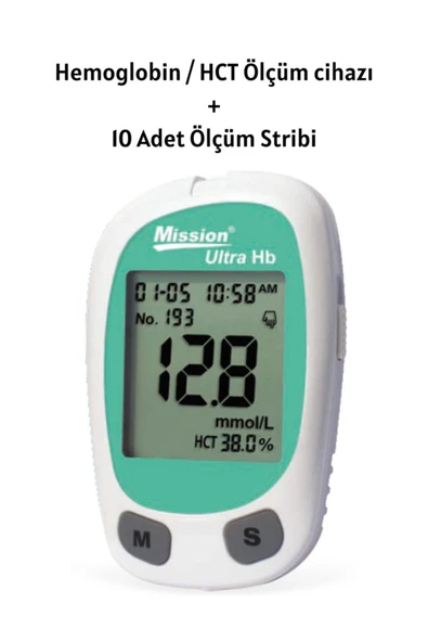 MİSSİON MİSSİON Ultra Hemoglobin / Hct Ölçüm Cihazı Ve 10 Test Ölçüm Stribi. ürün görseli 1
