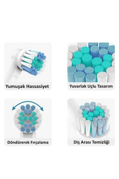 TTOYSWORLD TTOYSWORLD 4 Adet Oral B Pilli Ve Elektrikli Diş Fırçalarına Uyumlu Yedek Başlık - Resim 5