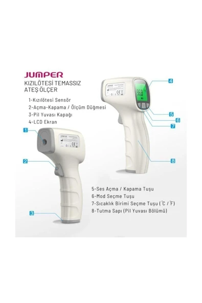 JUMPER JUMPER Temassız Ateş Ölçer Kızıl Ötesi Ve Alından Termometre Jpd Fr202 - 2