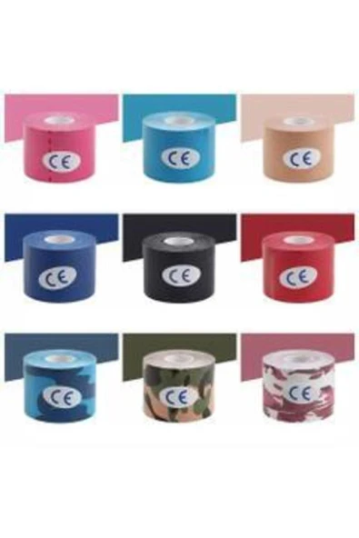 BİATAPE BİATAPE Bia Tape Kinesio 5 Cm X 5 M - Açık Mavi Rengi Sporcu Ağrı Bandı 3'lü (pakette 3 Adet) - 3