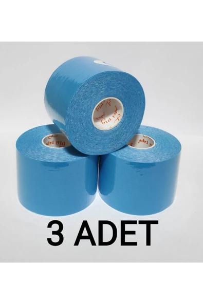 BİATAPE BİATAPE Bia Tape Kinesio 5 Cm X 5 M - Açık Mavi Rengi Sporcu Ağrı Bandı 3'lü (pakette 3 Adet) - 1