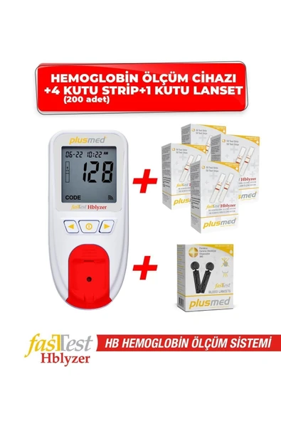 PLUSMED PLUSMED Fasttest Hblyzer Hemoglobin Ölçüm Cihazı 4 Kutu Strip 1 Kutu Lanset ürün görseli 1
