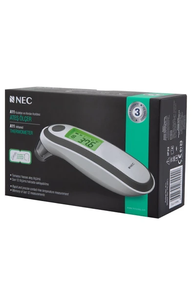 NEC NEC A11 Geniş Ekranlı Kulaktan Ve Alından Dijital Temassız Ateş Ölçer - Resim 8