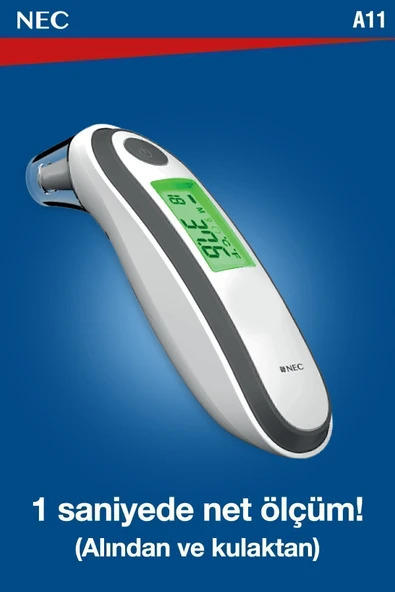 NEC NEC A11 Geniş Ekranlı Kulaktan Ve Alından Dijital Temassız Ateş Ölçer - Resim 6