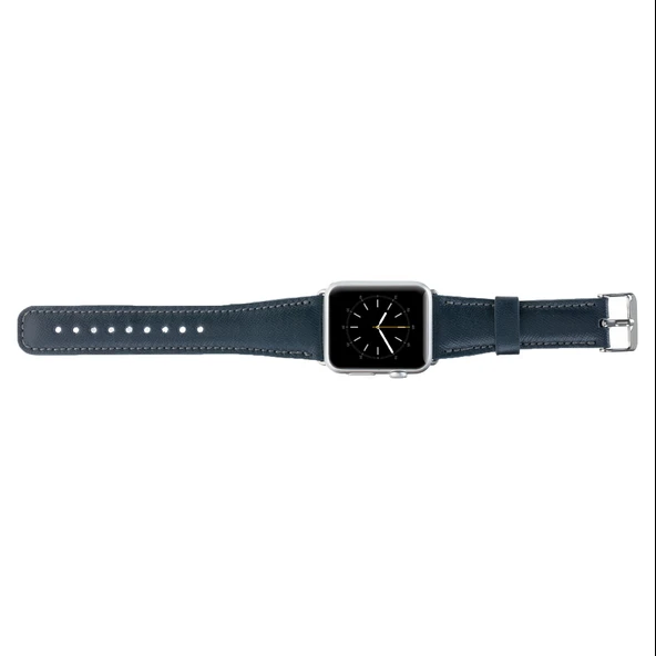 Apple Watch Uyumlu Deri Kordon 38-40-41mm SNB Lacivert - 5