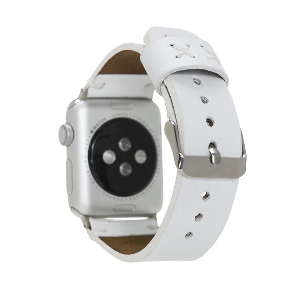 Apple Watch Uyumlu Deri Kordon 38-40-41mm Orfe F3 Beyaz - Resim 2