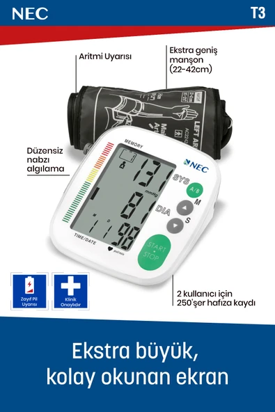 NEC NEC T3 Kol Tipi Dijital Tansiyon Aleti - Resim 7