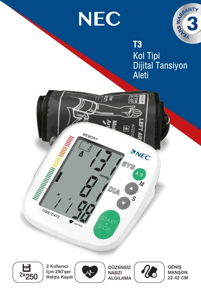 NEC NEC T3 Kol Tipi Dijital Tansiyon Aleti ürün görseli 1