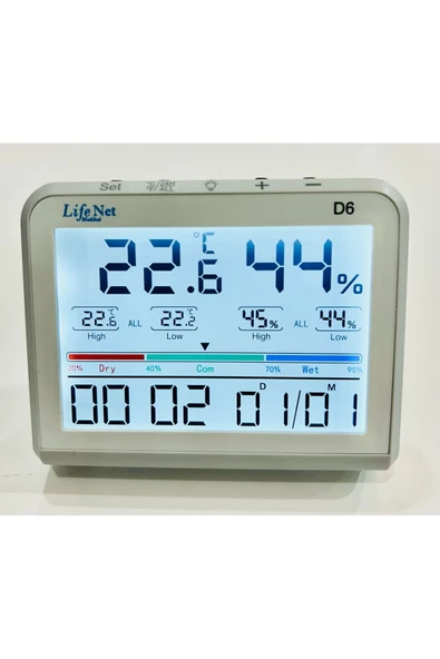 LİFE NET MEDİKAL LİFE NET MEDİKAL Dijital Termometre Isı Ve Nem Ölçer D6 - Resim 7