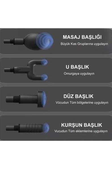 DEFNE STAR DEFNE STAR Darbeli Titreşimli Şarjlı Sporcu Masaj Tabancası Masaj Aleti Kas Rahatlatıcı Egzersiz Aleti NG-SM003 - 8
