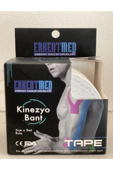 ERKENTMED ERKENTMED Beyaz Tape Kinesio Ağrı Sporcu Bandı Yüz & Güzellik Kinesiology Bant ürün görseli