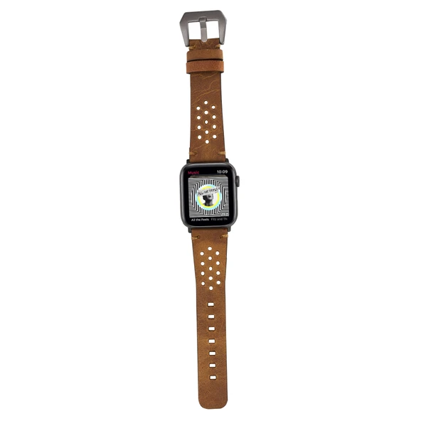 Apple Watch Uyumlu Deri Kordon Vigo 42-44-45mm G19 Taba - 5