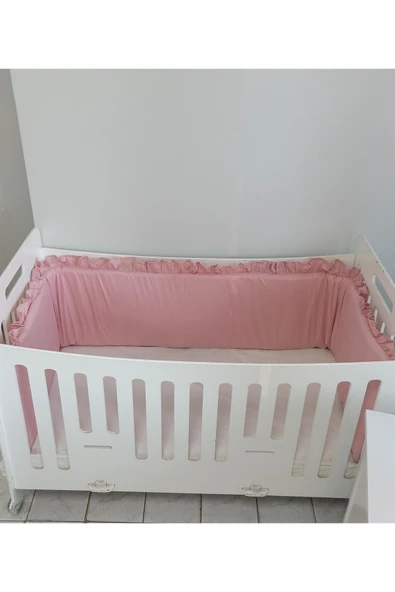 Ege Home Mia Fırfırlı Beşik Yan koruma koyu pudra 38×235 tek parça