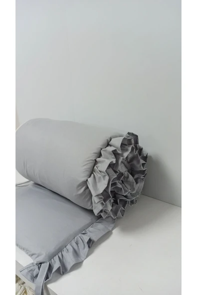 Ege Home Mia Fırfırlı Beşik Yan Koruma Gri 38×235 tek parça - 3