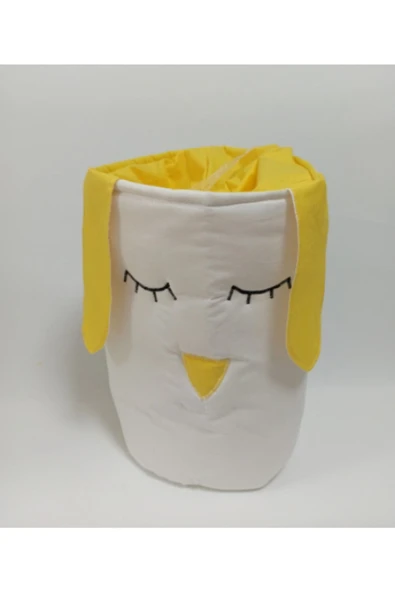 Beyaz Sarı Oyuncak Kirli Sepeti