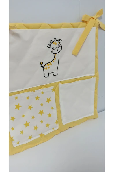 cepli bebek beşik organizer düzenleyici sarı zürafa nakışlı - 4
