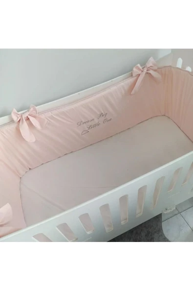 Ege Home Dream Big Little One Nakışlı Süngerli Beşik Yan Koruma Pudra Pembe ürün görseli