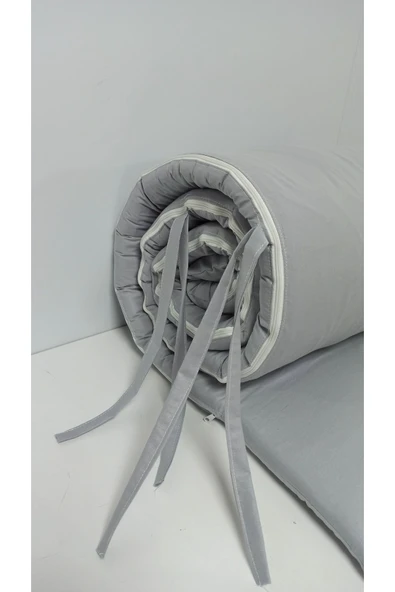 Ege Home Mia Fırfırlı Beşik Yan Koruma Gri 38×235 tek parça - 5
