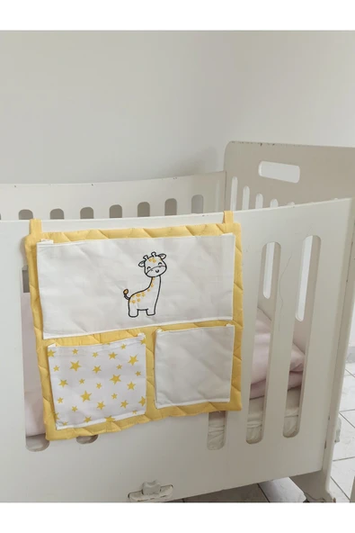 cepli bebek beşik organizer düzenleyici sarı zürafa nakışlı - 2
