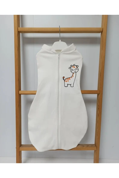 Bebek Uyku Tulumu Fermuarlı Kundak 0-3 Ay Zürafa Nakisli