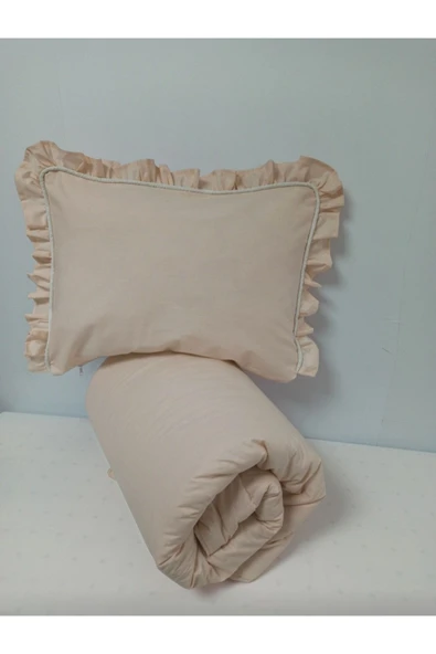 Ege Home Bebek Yorgan Ve Fırfırlı Yastık Kılıfı Seti Bej ürün görseli